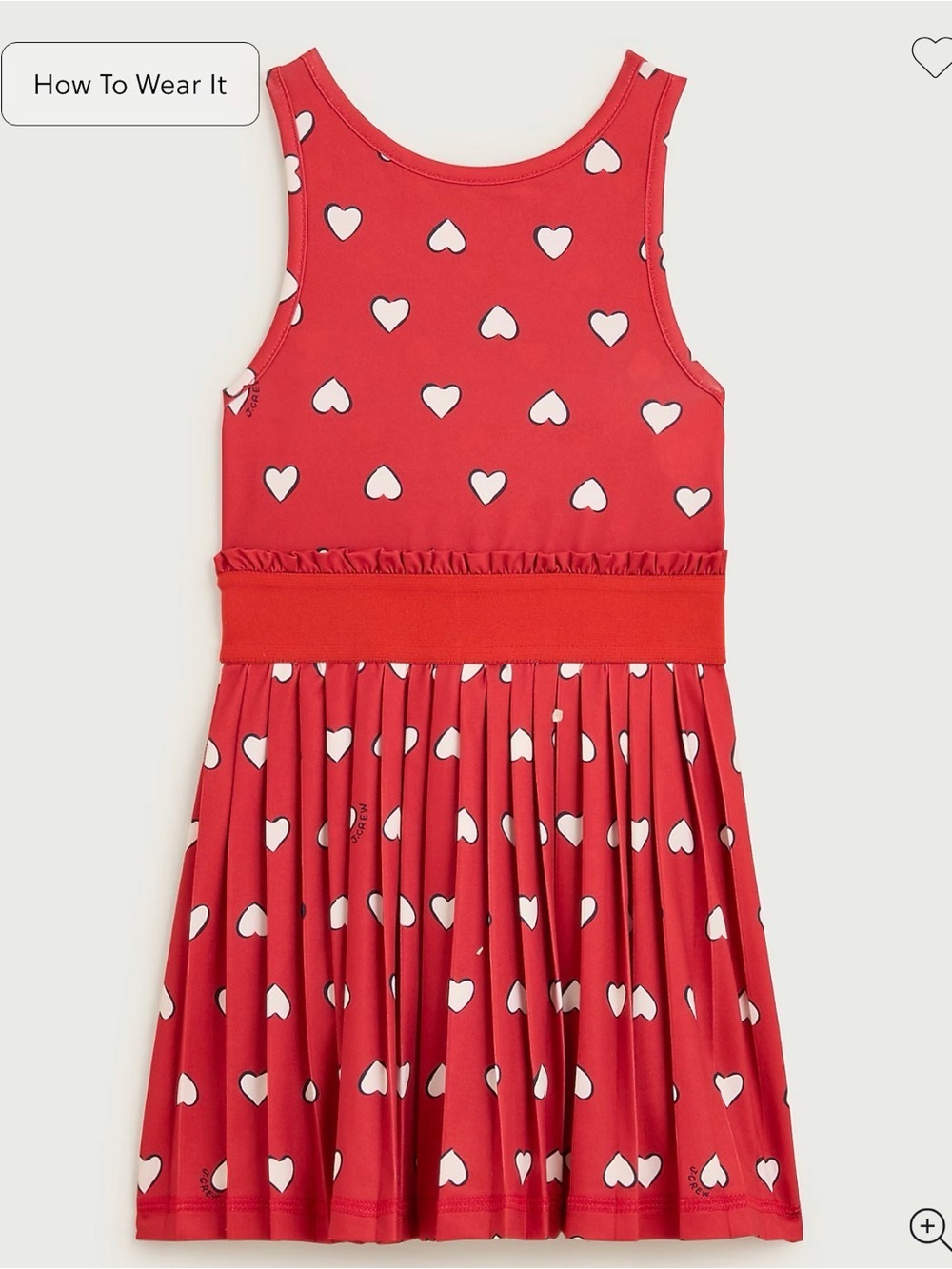 Crewcuts Red Tank Dress with White Heart Print tennis performance wear workout - Picture 3 of 8
